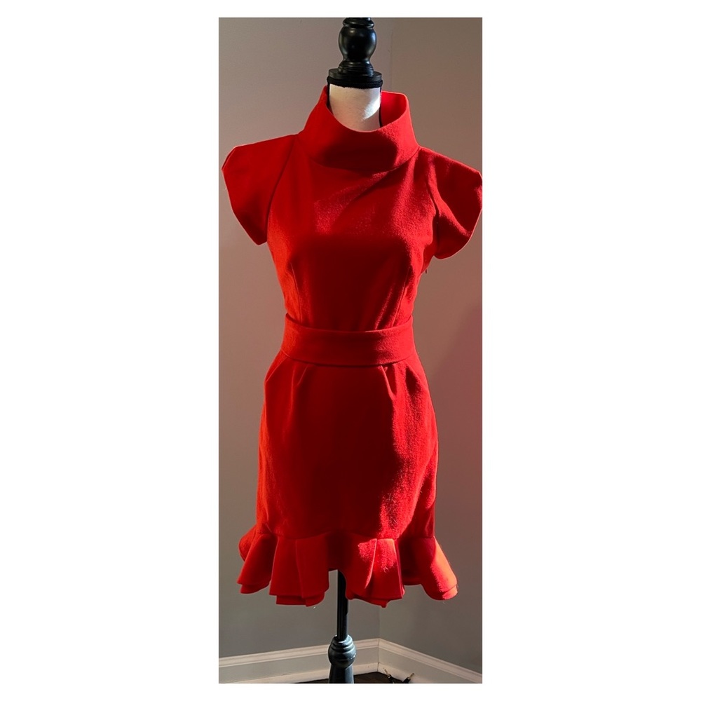Cloak & Dagger Red Wool Peplum Dress